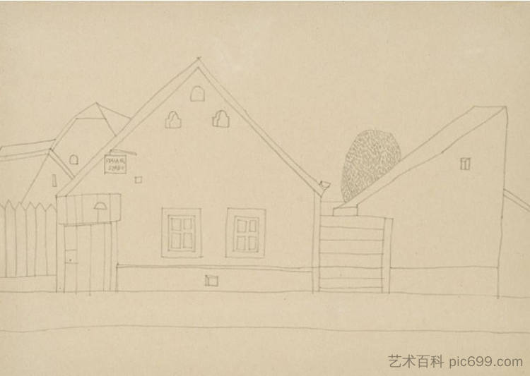 瓦伊达·拉约什·菲亚拉之家 1937 210x300mm 纸本铅笔 Vajda Lajos Fiala House 1937 210x300mm Pencil on Paper (1937)，瓦贾达拉霍斯