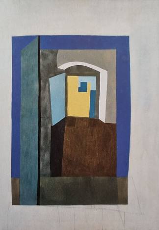 瓦伊达·拉约什前门， 纸板蛋彩画， 61.4×44.7cm Vajda Lajos Front Door, Tempera on Cardboard, 61.4×44.7cm，瓦贾达拉霍斯