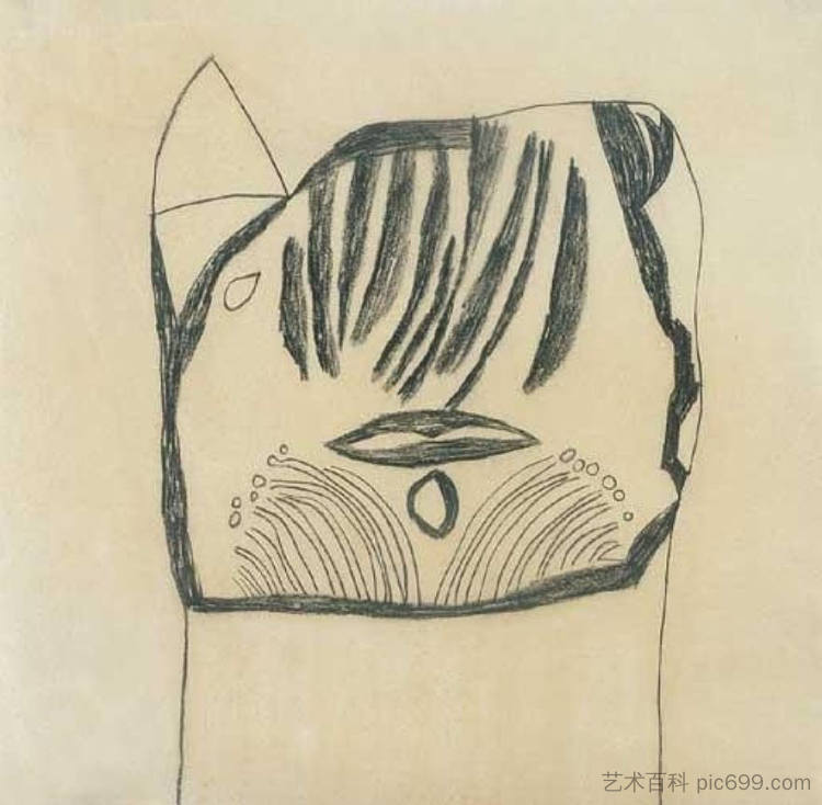 拉约什·瓦伊达·马萨卡 头像，1938年 440x465毫米 碳，纸 Vajda Lajos Macsakafej, 1938 440x465 Mm Szén, Papír (1938)，瓦贾达拉霍斯