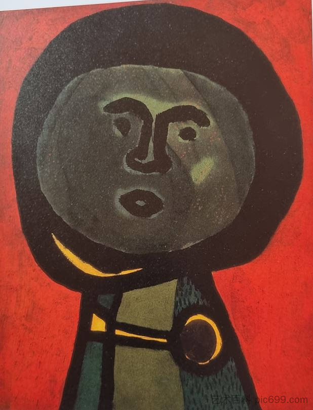 瓦伊达·拉约什 瓜头 1936年 纸板上的奥利 53.5x47cm Vajda Lajos Melon Head, 1936, Oli on Carboard, 53,5x47cm (1936)，瓦贾达拉霍斯