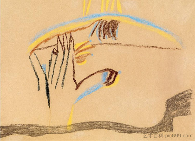 瓦伊达·拉约什 手 1938 360x497mm 纸上粉彩木炭 Vajda Lajos The Hand 1938 360x497mm Charcoal on Pastel on Paper (1938)，瓦贾达拉霍斯