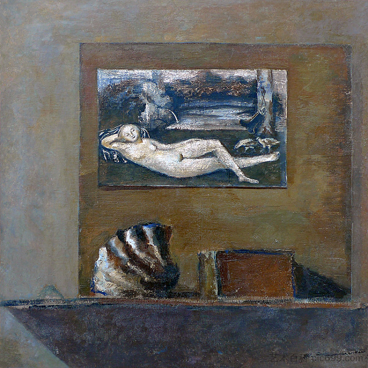 卢卡斯·克拉纳赫复制品的静物 Still life with a reproduction of Lucas Cranach (c.1970; Ukraine  )，瓦伦丁·克鲁什