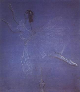 芭蕾舞剧《西尔菲德》中的安娜·巴甫洛娃 Anna Pavlova in the Ballet Sylphyde (1909)，瓦伦丁·谢罗夫