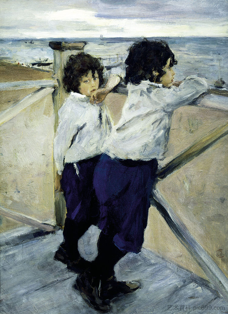 孩子。萨沙和尤拉·谢罗夫 Children. Sasha and Yura Serov (1899)，瓦伦丁·谢罗夫