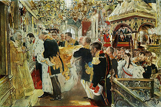尼古拉二世皇帝在乌斯宾斯基大教堂加冕 Coronation of the Emperor Nicholas II in The Uspensky Cathedral (1896)，瓦伦丁·谢罗夫