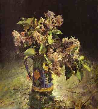 花瓶里的丁香花 Lilacs in Vase (1887)，瓦伦丁·谢罗夫