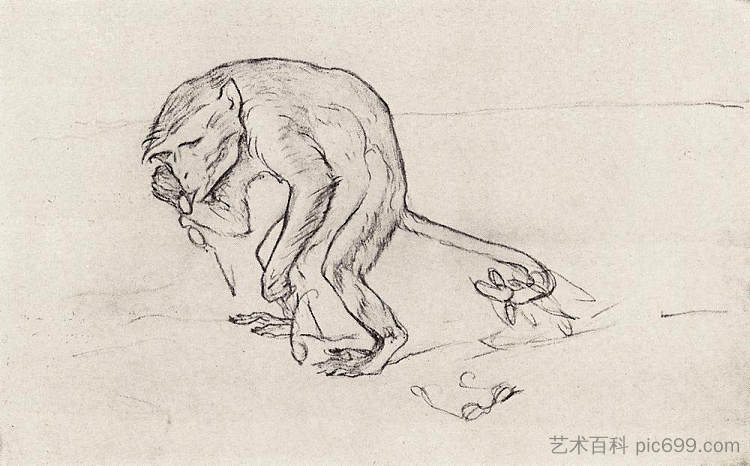 猴子和眼镜 Monkey and the glasses (1911)，瓦伦丁·谢罗夫