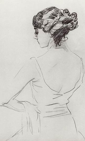 芭蕾舞演员卡尔萨维娜的肖像 Portrait of Ballet Dancer T. Karsavina (1909)，瓦伦丁·谢罗夫