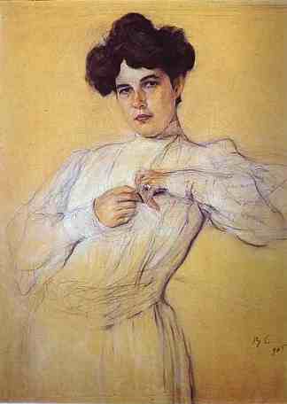 玛丽亚·博特金娜的肖像 Portrait of Maria Botkina (1905)，瓦伦丁·谢罗夫