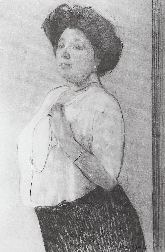 N.P.拉马诺娃的肖像 Portrait of N.P. Lamanova (1911)，瓦伦丁·谢罗夫
