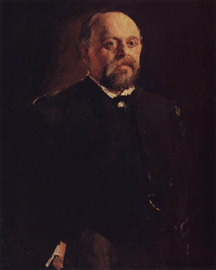 萨瓦·马蒙托夫的肖像 Portrait of Savva Mamontov (1887)，瓦伦丁·谢罗夫