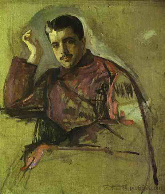 谢尔盖·佳吉列夫的肖像 Portrait of Sergei Diaghilev (1904)，瓦伦丁·谢罗夫