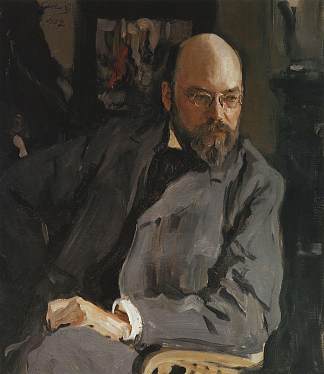 艺术家I.S.奥斯特鲁霍夫的肖像 Portrait of the Artist I.S. Ostroukhov (1902)，瓦伦丁·谢罗夫