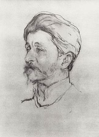 艺术家M.A.弗鲁贝尔的肖像 Portrait of the Artist M.A. Vrubel (1907)，瓦伦丁·谢罗夫