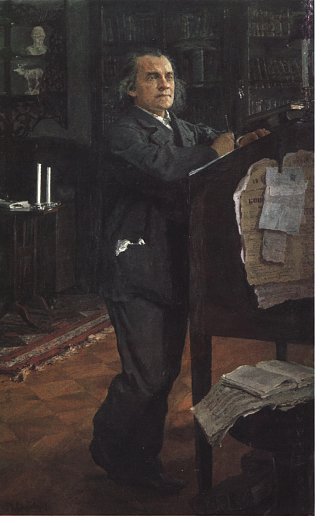 作曲家亚历山大·谢罗夫的肖像 Portrait of the Composer Alexander Serov (1888 – 1889)，瓦伦丁·谢罗夫