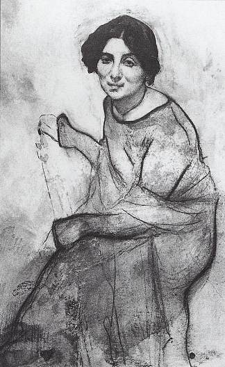 钢琴家万达·兰多夫斯卡的肖像 Portrait of the pianist Wanda Landowska (1907)，瓦伦丁·谢罗夫