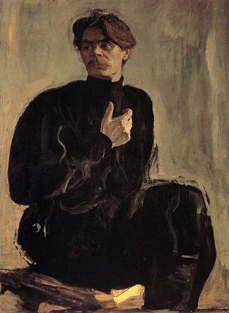 作家马克西姆·高尔基的肖像 Portrait of the Writer Maxim Gorky (1905)，瓦伦丁·谢罗夫