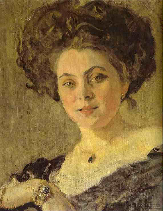 叶夫多基娅·莫罗佐娃肖像（局部） Portrait of Yevdokia Morozova (detail) (1908)，瓦伦丁·谢罗夫