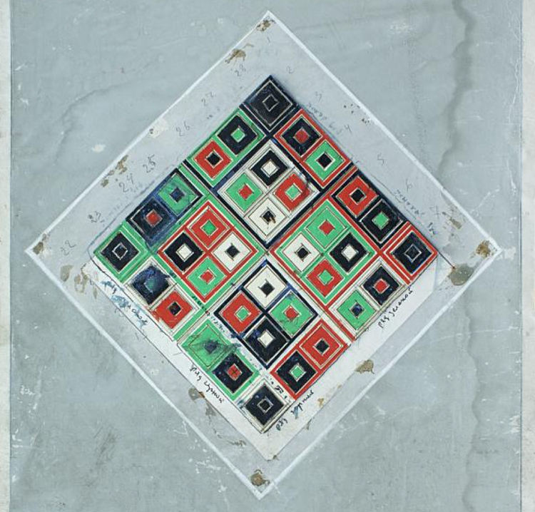 捷尔诺波尔棉纺厂外部设计的马赛克面板“世界结构方案”草图 Sketch of the Mosaic Panel 'Scheme of World Structure' for the Exterior Design of the Ternopil Cotton Mill (1974)，瓦列里·拉马赫