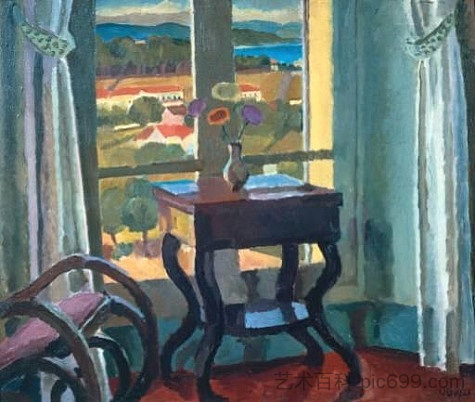 带桌子的内部 Interior with a Table (1921)，瓦内萨·贝尔