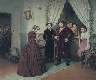 新政府来到商人之家 Arrival of a New Governess in a Merchant House (1866)，瓦西里佩洛夫