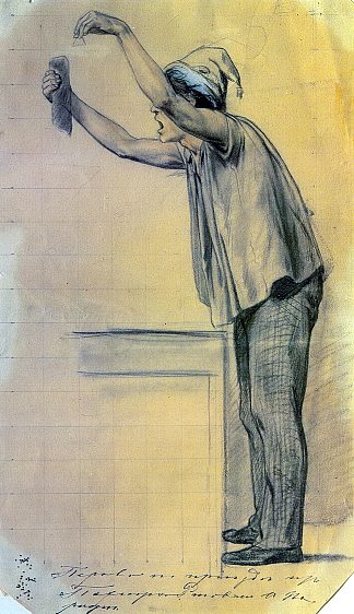 男孩举手，向公众伸出援手 Boy with raised hands, reaching out to the public (1864)，瓦西里佩洛夫