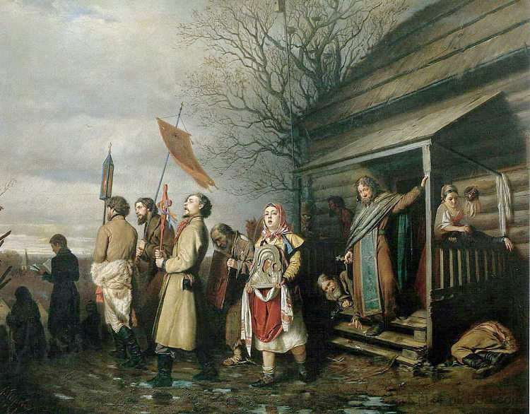 村庄里的复活节游行 Easter Procession in a Village (1861)，瓦西里佩洛夫