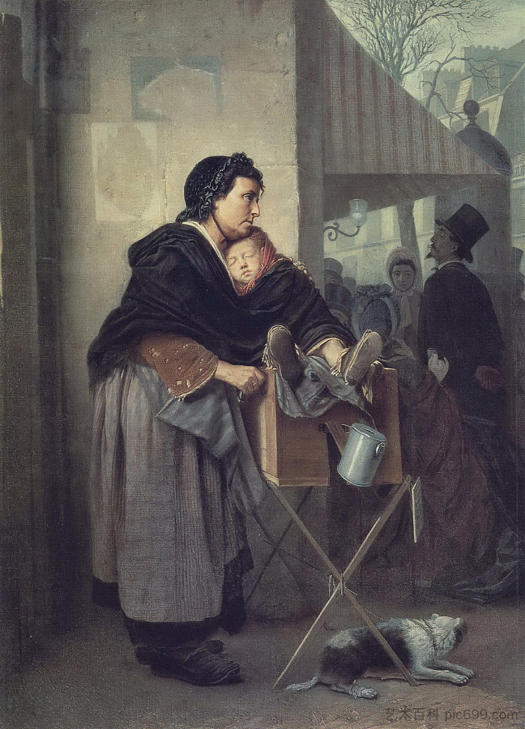 风琴研磨机在巴黎 Organ Grinder in Paris (1864)，瓦西里佩洛夫