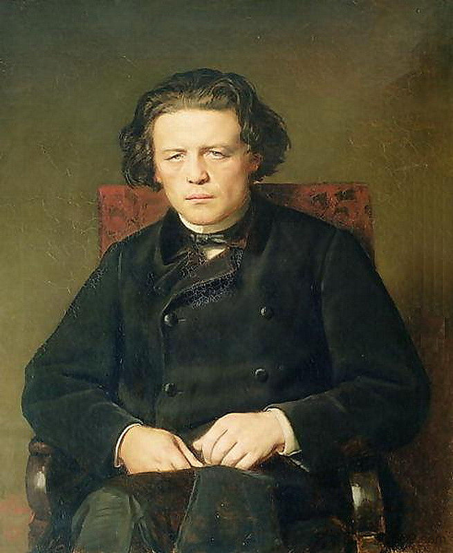 作曲家安东·鲁宾斯坦的肖像 Portrait of the Composer Anton Rubinstein (1870)，瓦西里佩洛夫