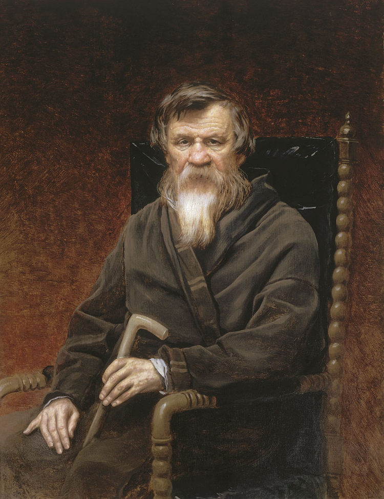 历史学家米哈伊尔·彼得罗维奇·波戈金的肖像 Portrait of the historian Mikhail Petrovich Pogodin (1872)，瓦西里佩洛夫