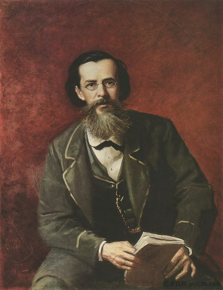 诗人阿波罗·迈科夫的肖像 Portrait of the Poet Apollon Maikov (1872)，瓦西里佩洛夫