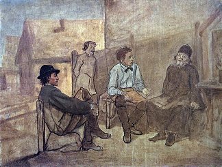 学生与僧侣交谈 Students talk with the monk (1871)，瓦西里佩洛夫