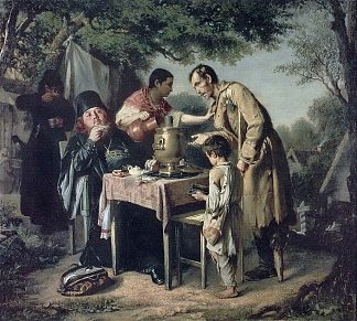 莫斯科附近梅季希的茶会 Tea Party at Mytishchi near Moscow (1862)，瓦西里佩洛夫