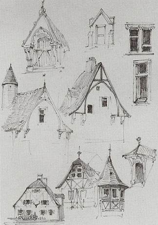 建筑草图。来自在德国旅行。 Architectural sketches. From travelling in Germany. (1872)，瓦西里波列诺夫