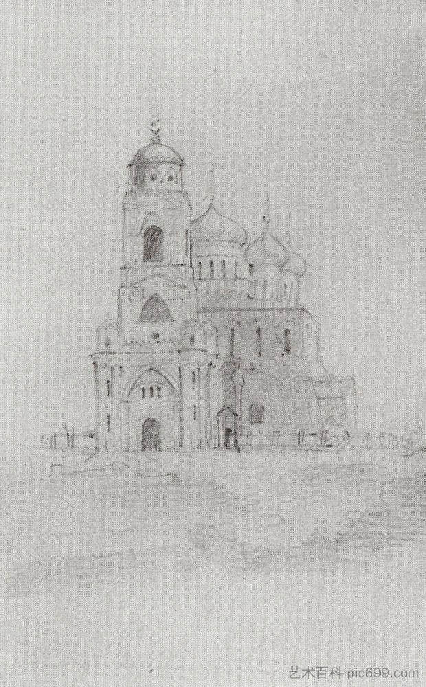 弗拉基米尔圣母升天大教堂 Assumption Cathedral in Vladimir (1860)，瓦西里波列诺夫