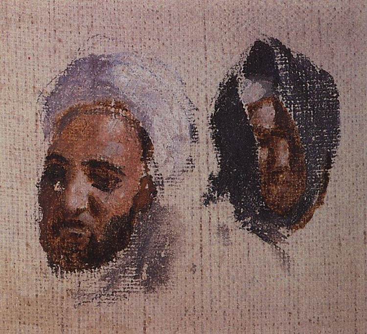 两个戴头巾的男人的头 The two men's heads in turbans，瓦西里波列诺夫