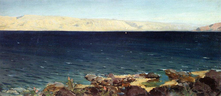 提比里亚（热内萨雷）湖 Tiberias (Gennesaret) lake (c.1882)，瓦西里波列诺夫