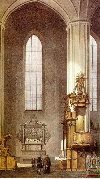 立陶宛维尔纽斯伯纳丁教堂内部 Interior of Bernardine Church in Vilnius, Lithuania (1848)，瓦西里·萨多维尼科夫
