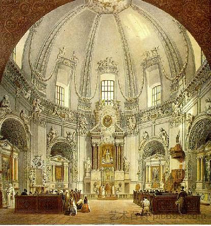 立陶宛维尔纽斯三位一体教堂内部 Interior of Trinitarian Church in Vilnius, Lithuania (1846),瓦西里·萨多维尼科夫