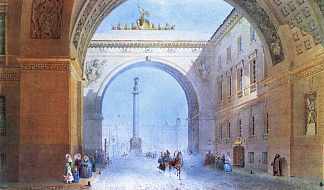 总司令部大楼的拱门 The Arch of the General Headquarters Building (c.1830)，瓦西里·萨多维尼科夫