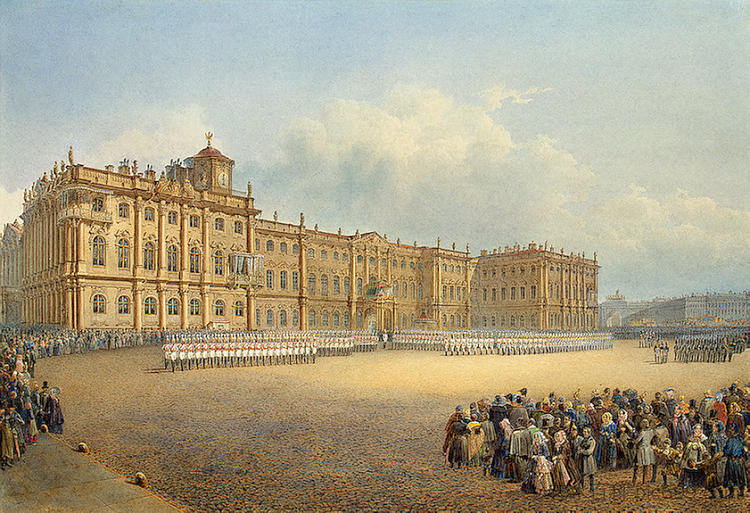 从海军部看冬宫 View of the Winter Palace from the Admiralty (1839)，瓦西里·萨多维尼科夫