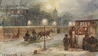 彼得堡之夜 Evening in Petersburg (1871; Saint Petersburg,Russian Federation                     )，瓦西里·伊万诺维奇·苏里科夫