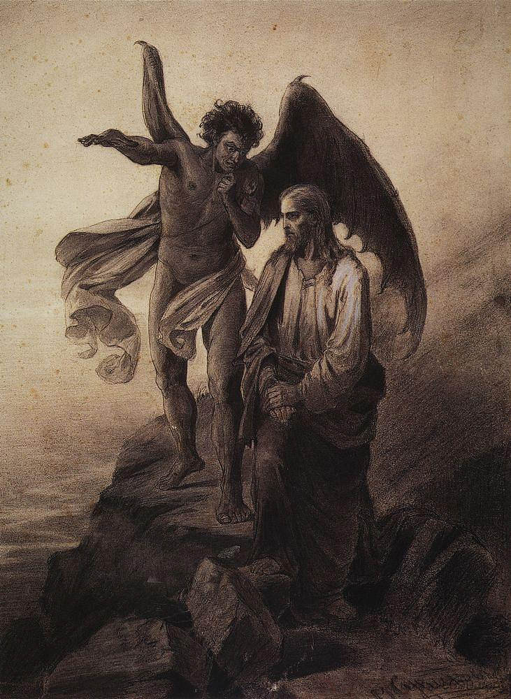 基督的诱惑 Temptation of Christ (1872; Saint Petersburg,Russian Federation  )，瓦西里·伊万诺维奇·苏里科夫