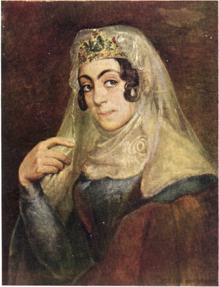 格鲁吉亚妇女的肖像 A portrait of a Georgian woman，瓦西里·特罗平宁