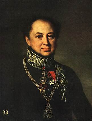 D.P.塔季谢夫的肖像 Portrait of D. P. Tatishchev (1838)，瓦西里·特罗平宁