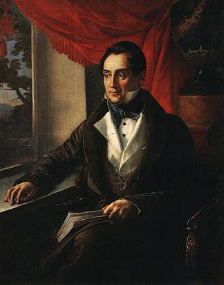 P.N.祖博夫的肖像 Portrait of P. N. Zubov (1839)，瓦西里·特罗平宁