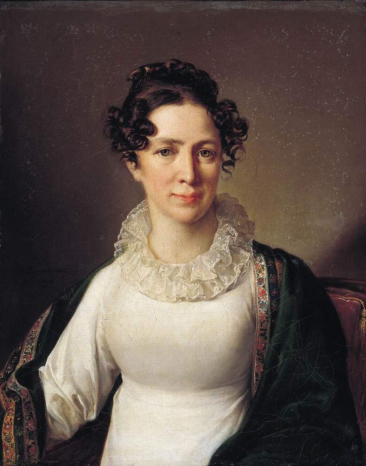 艺术家的妹妹瓦特罗宾宁的肖像 Portrait of the artist's sister VATropinin (1825)，瓦西里·特罗平宁