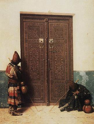 在清真寺门口 At the Door of a Mosque (1873)，瓦西里·维列什查金