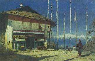 大吉岭的佛教寺庙。锡金 Buddhist temple in Darjeeling. Sikkim (1874)，瓦西里·维列什查金