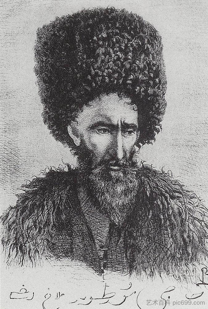 来自达吉斯坦的Lezgin Haji Murtuz-agha（来自达吉斯坦） Lezgin Haji Murtuz-agha from Dagestan (1864)，瓦西里·维列什查金